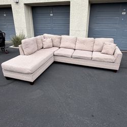 Modern Studded Beige Sectional Couch 