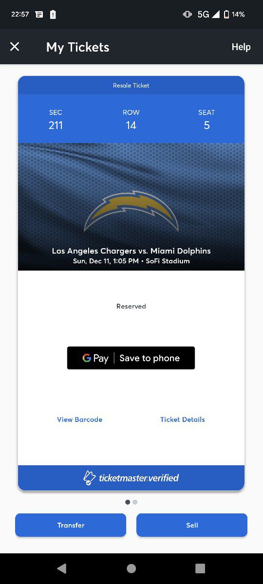 Los Angeles Chargers V Miami Dolphins Tickets