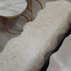 Metallic Gold Flakes Runner 2×6" Brand New Firm Price $80 Faux Marble Nesting Coffee Table Firm Price $300 Brand New In Box