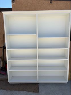 Extra Large White 5-tier Double bookcase