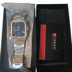 CURREN Men's Stainless Steel Waterproof Watch Silver Blue Retail $35