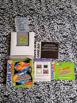 Nintendo Gameboy Asteroids and missile command 2 in 1 game with box, game case, and manuals for $30