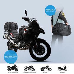 New Rhinowalk Motorcycle Tail Bag Expandable Motorcycle Travel Luggage 60L Waterproof All Weather/Trunk/Rack Bag with Sissy Bar Straps-Black