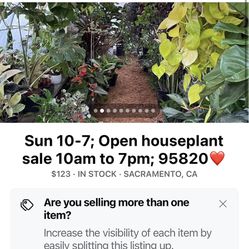 Sun 10-7; Open houseplant sale 10am to 7pm; 95820❤️