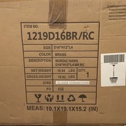 Elegant Lighting 1219D16BR/RC Nordic 4 Light 16 inch Brass Pendant Ceiling Light