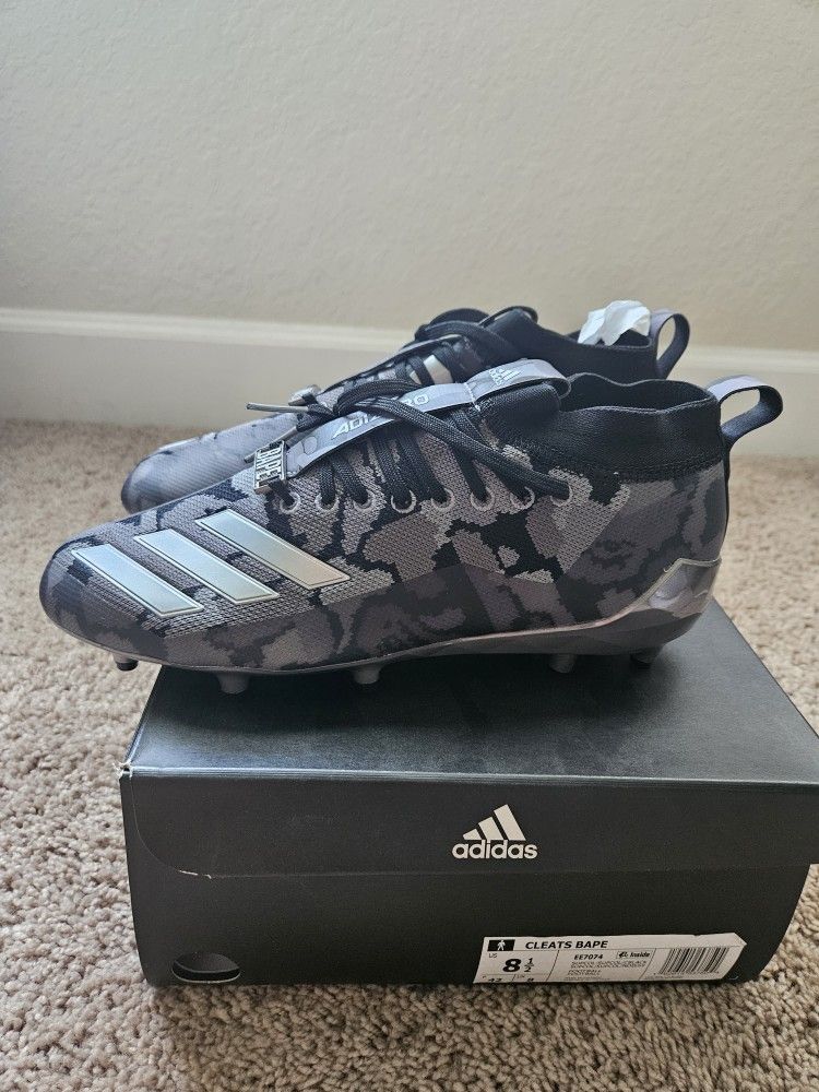 Adidas x Bape Adizero Camo Football Cleats Size 8.5 Bape EE7074 NWB