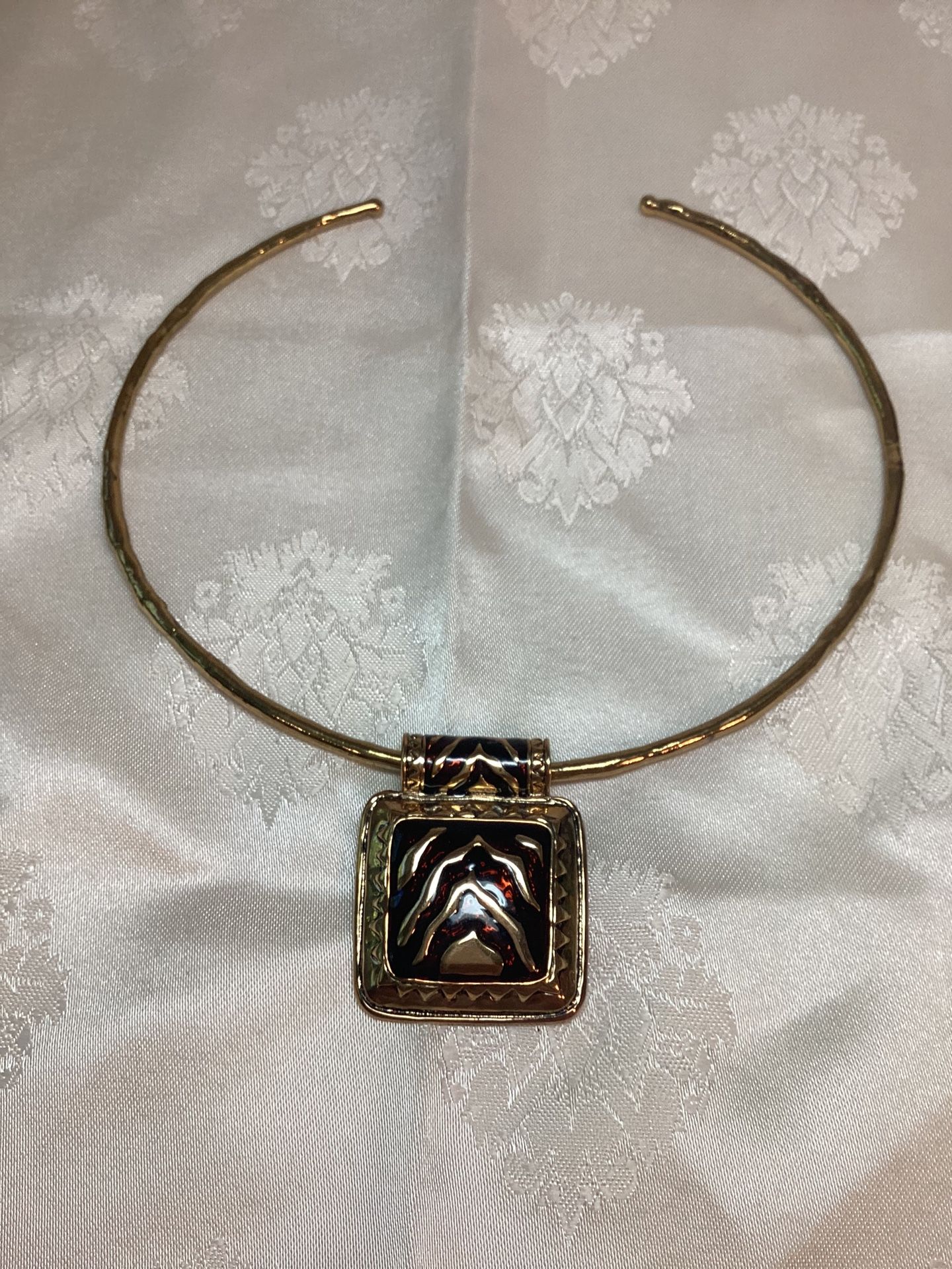Vintage Goldtone Animal Print Enamel Glazed Torque/Choker
