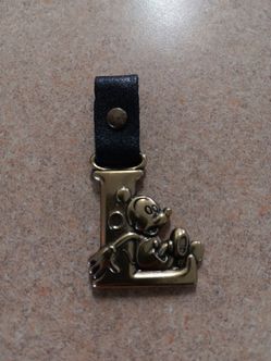 Mickey Mouse Letter L Brass Keychain