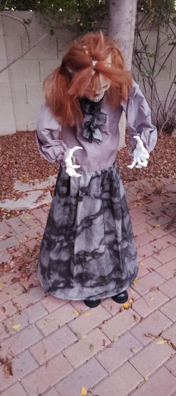 Halloween Animatronics 4ft Spooky Doll Animated with Sound Activated, Creepy Sound, Light Up Eyes, Jumpscare,