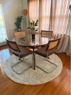 Brown Rattan Dining Chairs (4)