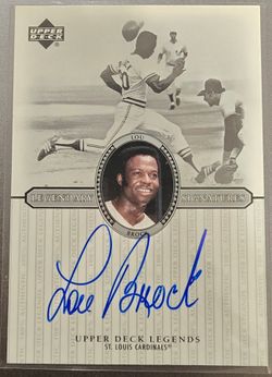 2000 Upper Deck Legends Legendary Signatures Lou Brock On-Card Auto #S-LB Cardinals HOF