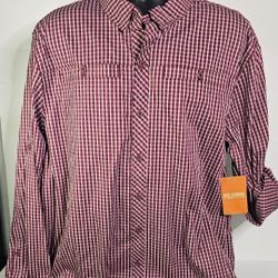 Reel Legends Performance Outfitters Fishing Shirt Mens Med Red Plaid 
