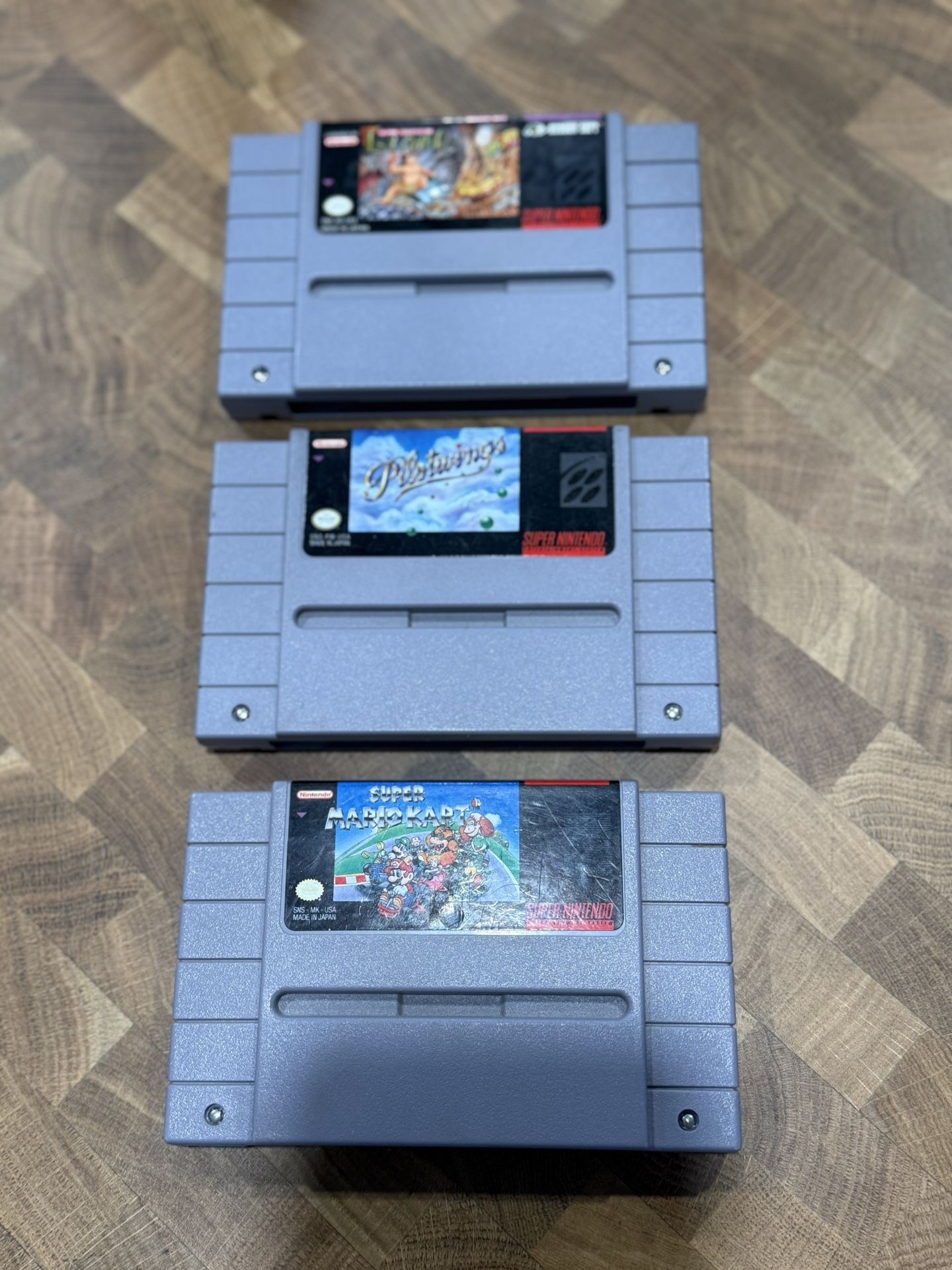 3 Super Nintendo Games - Mario Kart / Pilotwings / Super Adventure Island