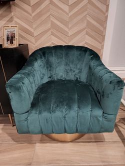 2 Emerald Green And Gold Arm chairs