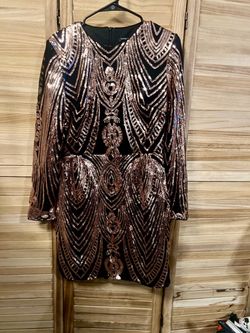 Black & Gold Detail Sequin Bodycon Dress