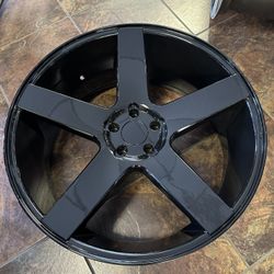 24" 5Lug K9 Baller 5X5 Gloss Black Wheels Tires Impala Silverado Tahoe Cherokee