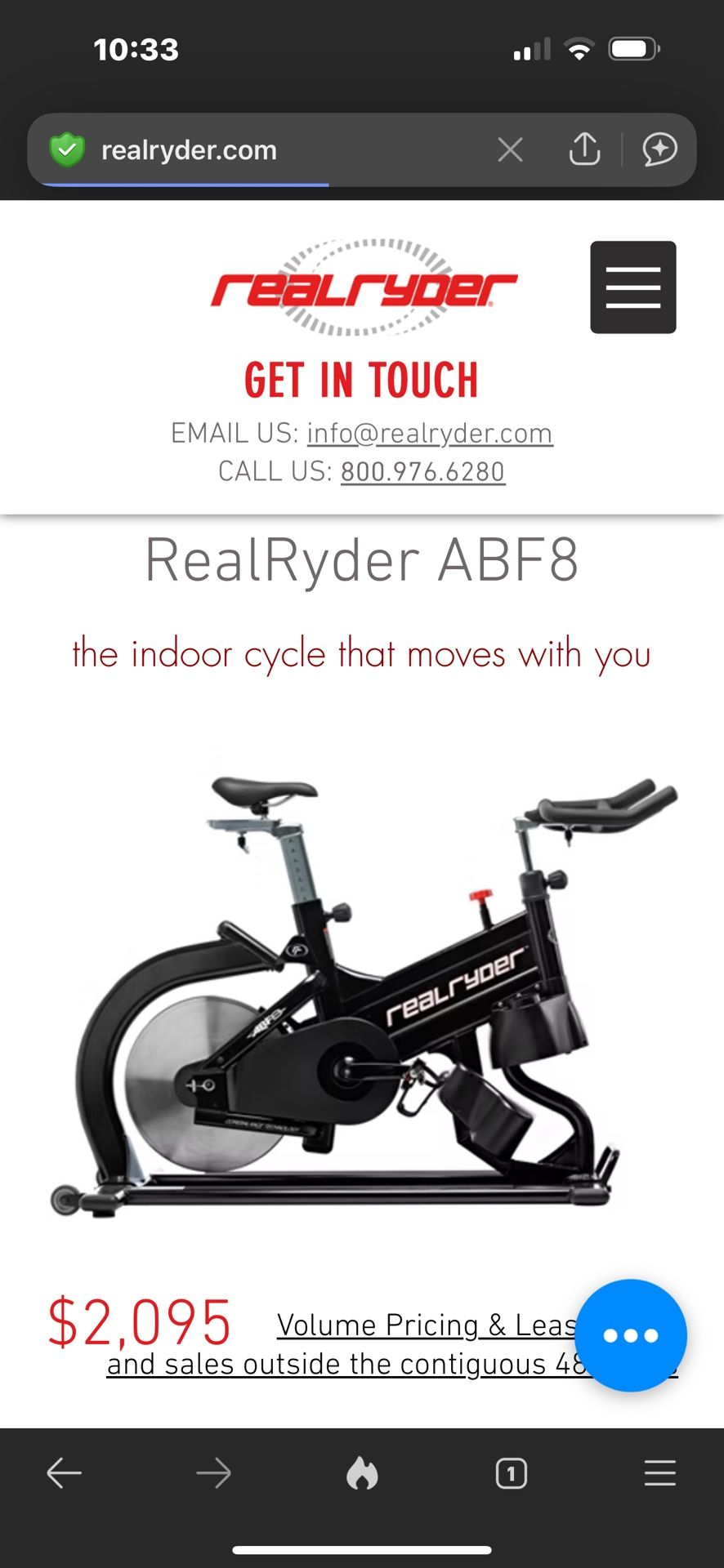 Like New RealRyder ABF8 Exercise Bike