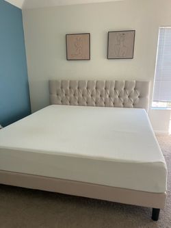 Zinus Misty King Upholstered Platform Bed Frame - Great Condition
