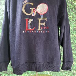 Vintage Sutter & Grant Golf Crew-neck Sweater Sz L Navy Blue 100% Cotton USA