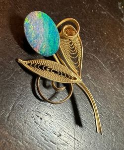 14k Gold Filled Boulder Opal Brooch