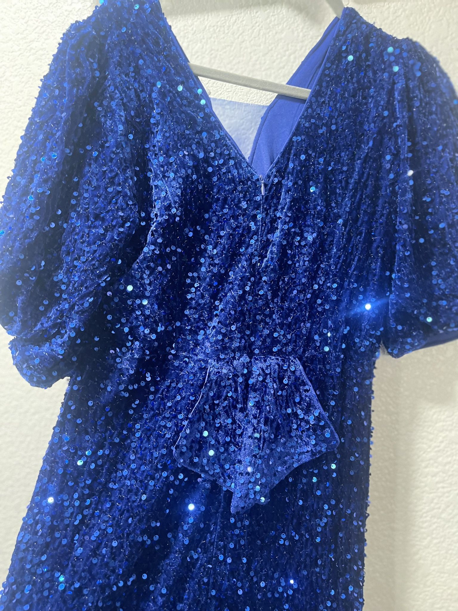 Royal Blue Long Sequence Dress Women