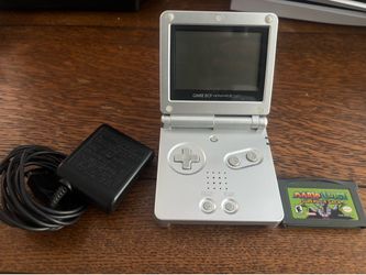 Silver GBA SP with Mario and Luigi Superstar Saga