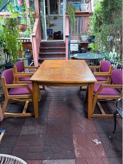 Wooden dining table & chairs
