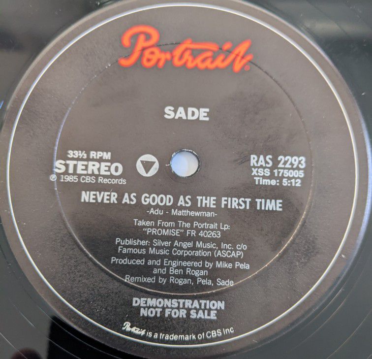 SADE Never As Good As The First Time 12 Inch Vinyl Record Very Collectable See More Information Below 