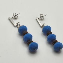 Blue Faceted Earrings 