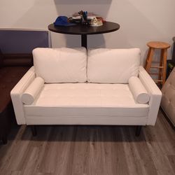 White Faux Leather Loveseat