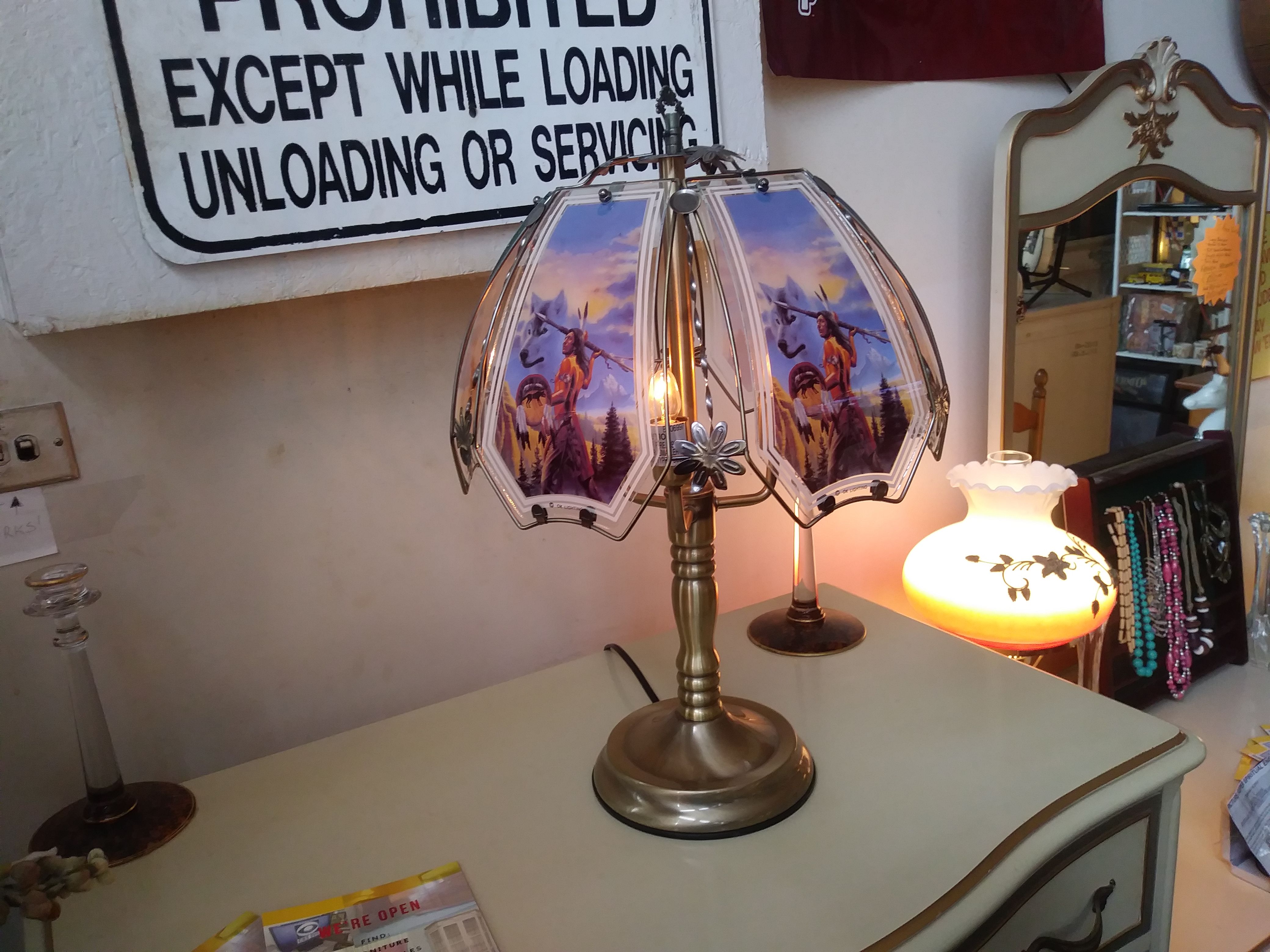 Vintage glass triple bulb dimmable touch lamp for sale