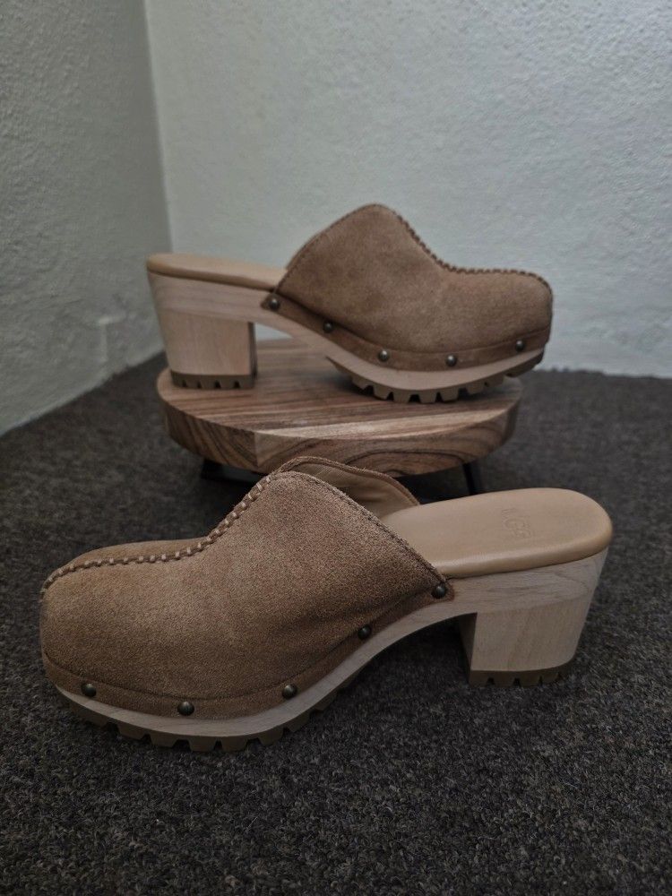 Women's UGG Tan Suede Clogs Men's shoes