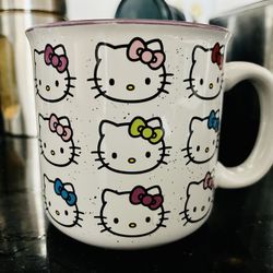Hello Kitty Sanrio Faces & Multi Colored Bows Licensed Ceramic Coffee Mug New. 
