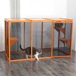 70 Inch Wide Wooden Small Animal Playpen ,Rabbit Hutch, Chicken Coop , Catio 
