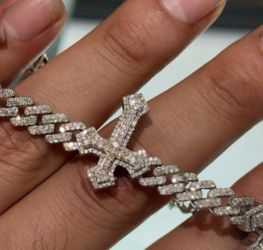 Diamond cross cuban bracelet