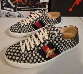 Gucci Ace Jacquard Embroidered Sneaker w Bee  Men's Size 9