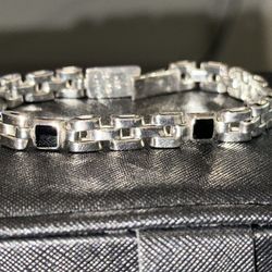 Vintage Taxco 925 Onyx Bracelet 