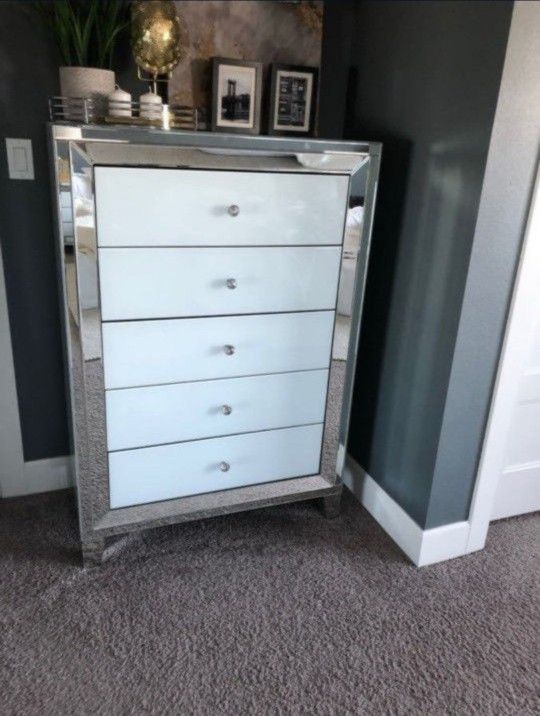 Like NEW 5 Drawer Mirrored Chest - $600