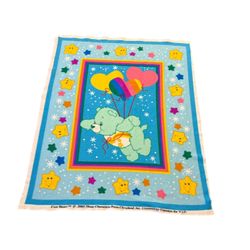 DAMAGED Care Bears Wish Bear Balloons Fleece Blanket AS IS (READ)