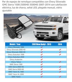 Replacement Mirrors, 2 Pieces Compatible with Chevy Silverado / GMC Sierra 2500HD 3500HD (2007–2014)