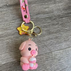 Pink Pig Keychain