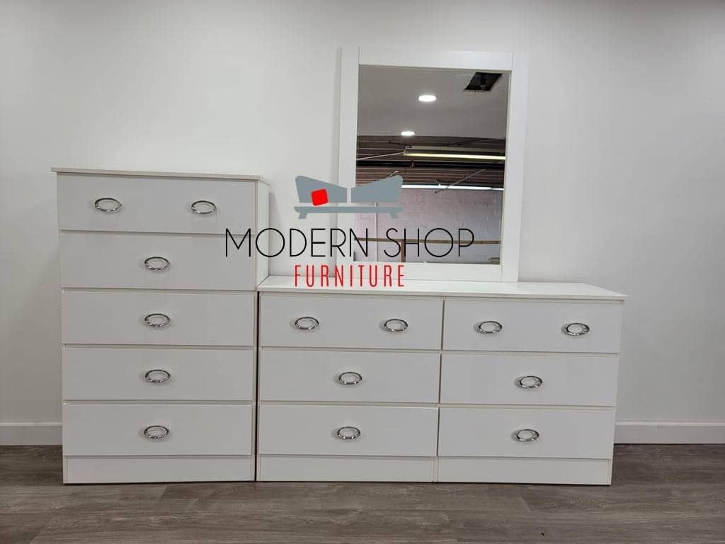 DRESSER WITH MIRROR AND CHEST