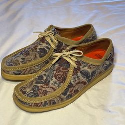 MAKE AN OFFER! MENS 11 Padmore & Barnes x Pleasures Floral P204 shoes, featuring a tapestry-style floral pattern and a classic crepe sole