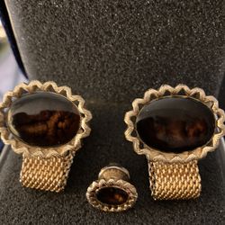 VTG~$15~Swank Mesh Wrap Cuff Links and Tie Tack