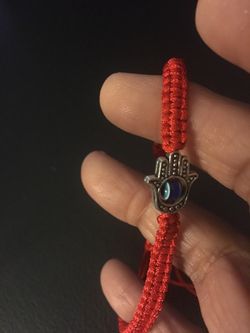 Hamsa Red String Evil Eye Bracelet Hand Of Fatima Silver Pendant Handmade