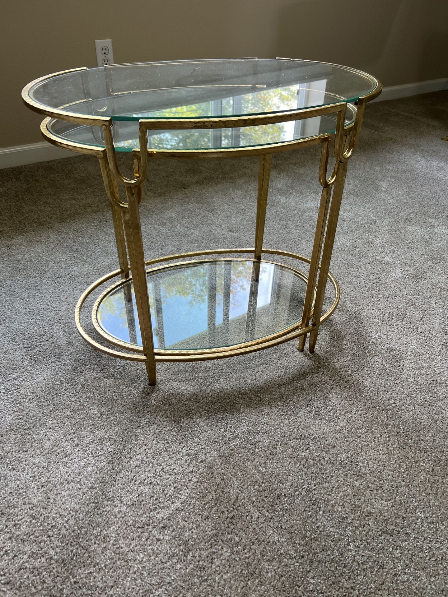 Set of 2 Zoey Antique Gold Nesting Side Tables