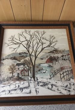 Framed art cloth painting