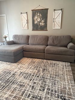 Gray Fabric Sectional Sofa with Chaise