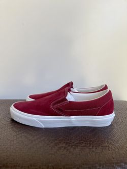 Vans Slip Ons White and Maroon