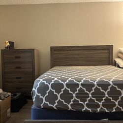 Matching Queen Bed Frame & Chest Of Drawers / Dresser